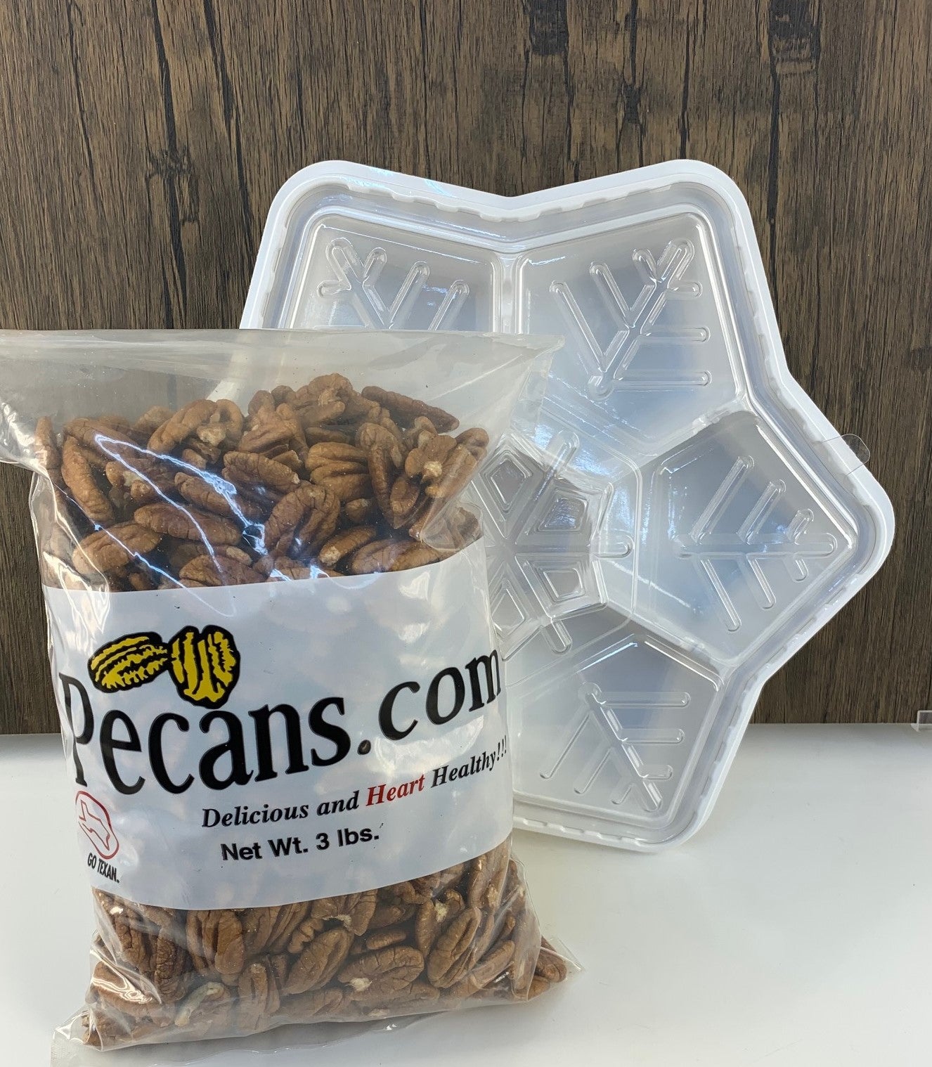 3lb Bag Pecan Halves with a Cute Container of Your Choice