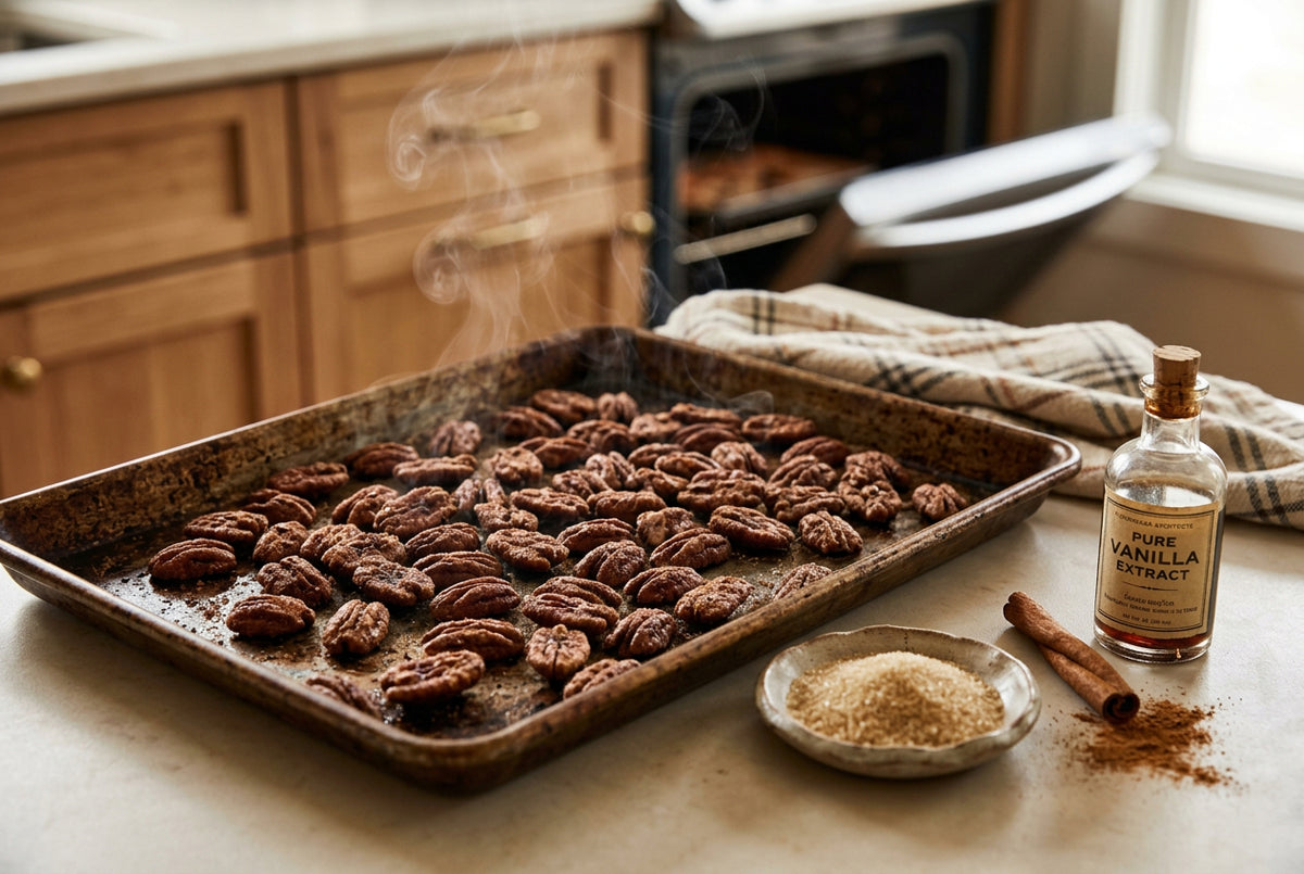 Splenda Sweetened Cinnamon Pecans in a 25lb Box. Pecans.com offers bulk for your wholesale needs.