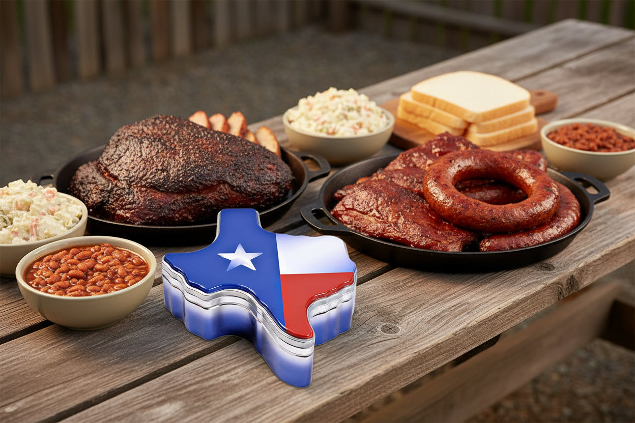 Texas Shaped Tin with Cookie Cutter Lid