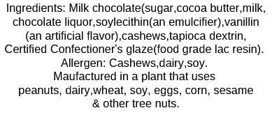 7oz Milk Chocolate Cashews
