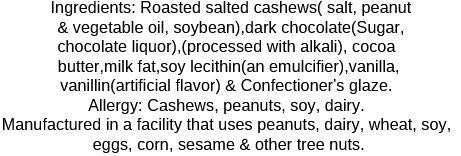 7oz Dark Chocolate Cashews
