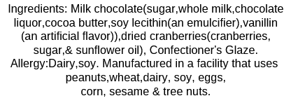 7oz Milk Chocolate Dried Cranberries