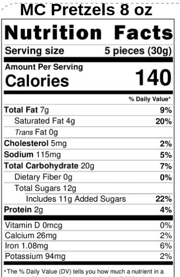 8oz Milk Chocolate, Peanut Butter or Yogurt Dipped Pretzels