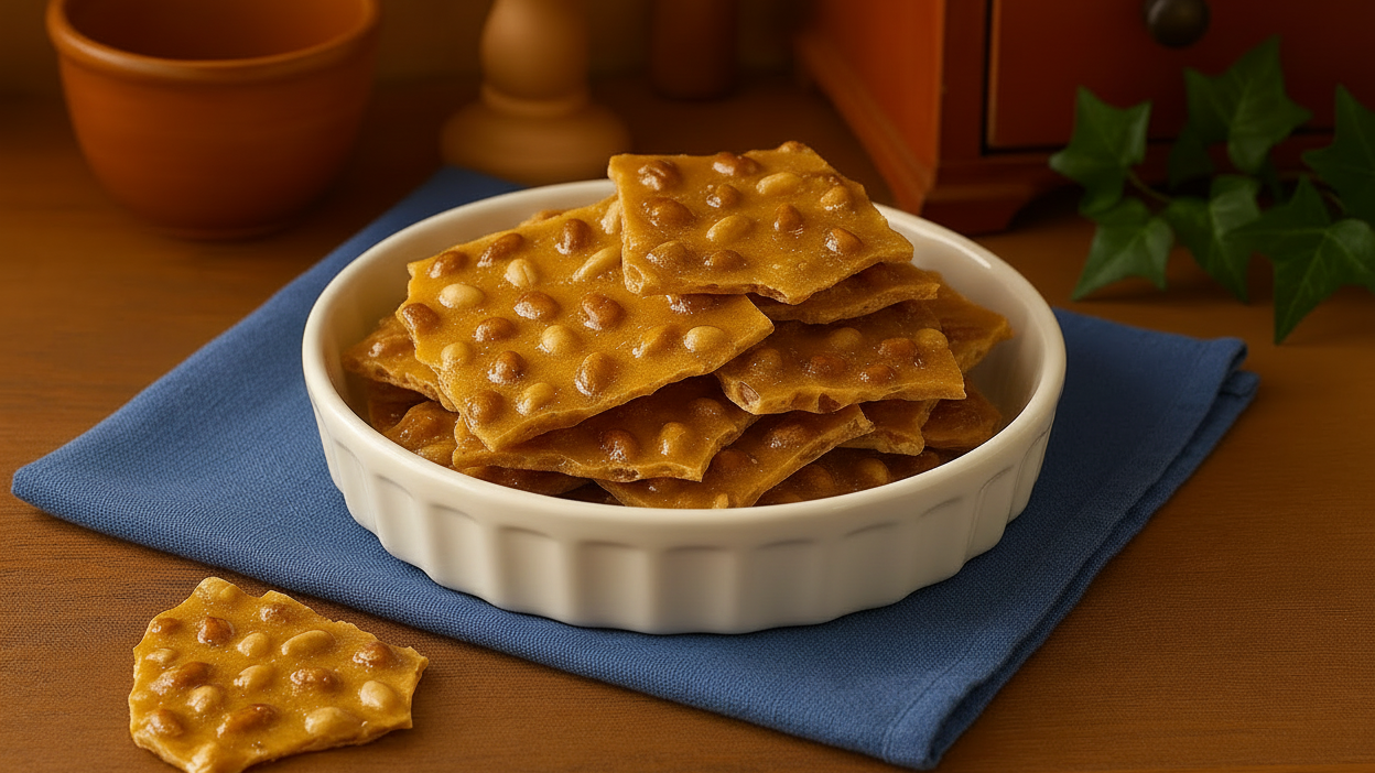 Peanut brittle in a Tin. Pecans.com's take on the classic peanut brittle