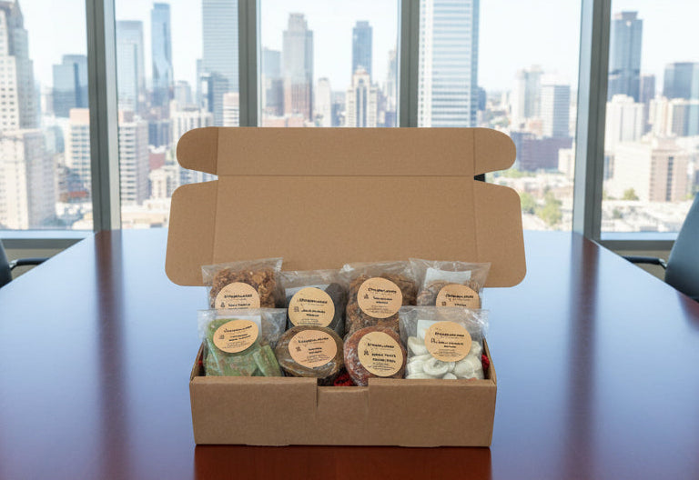 Pecan Sampler Box perfect for meetings. 4oz bags to pass out to everyone