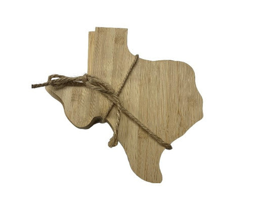 Texas Shaped Bamboo Coasters set of 4