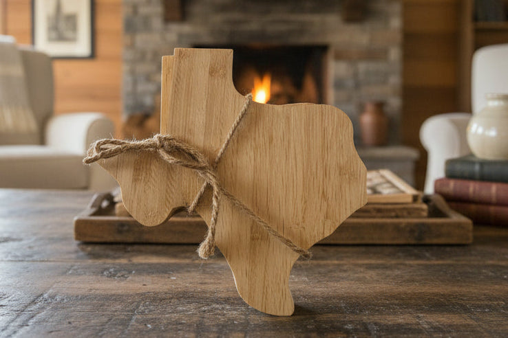 Texas Shaped Bamboo Coasters set of 4