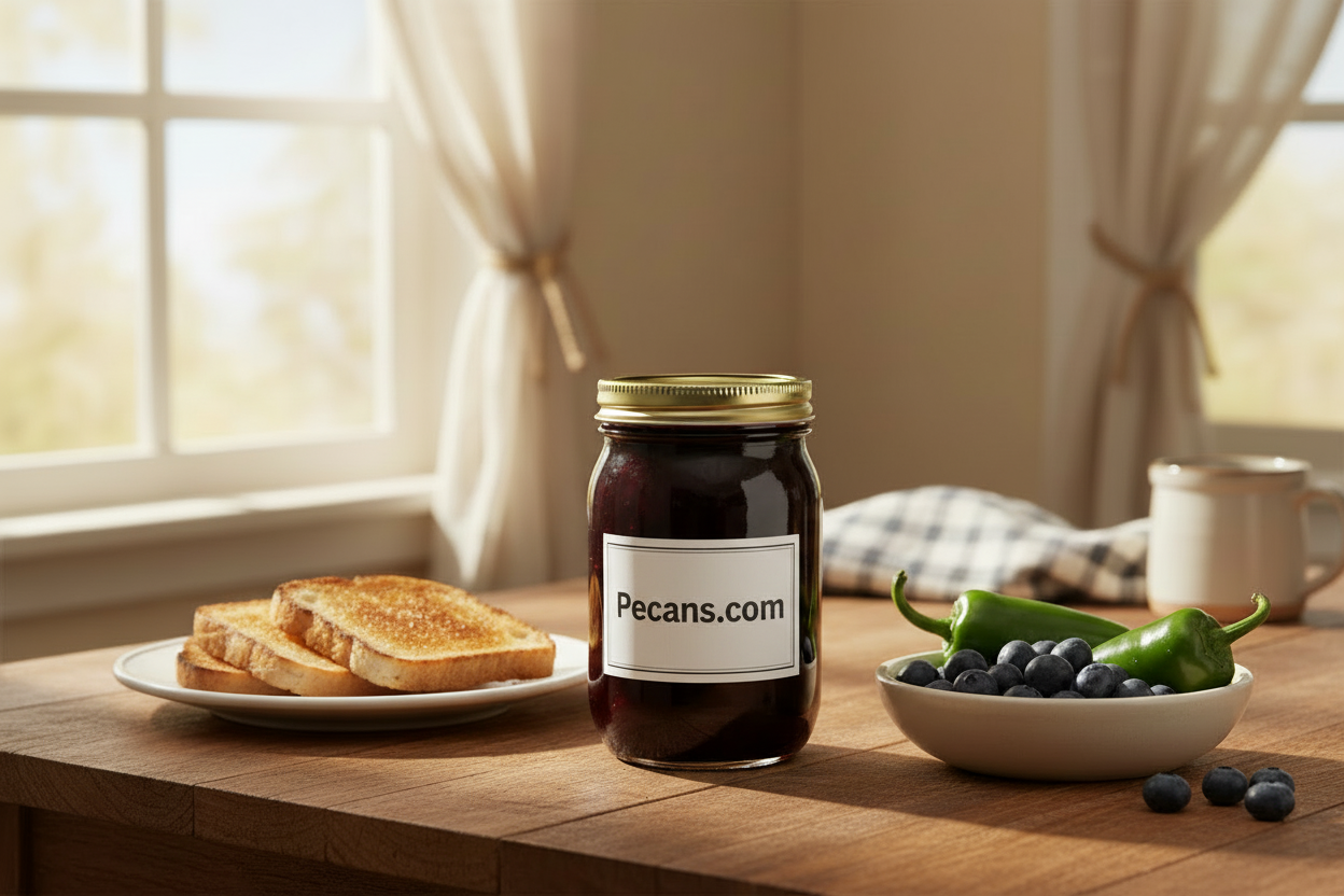 Blueberry and Jalapeno preserves, kick up your blueberries with jalapenos and spread it on your toast