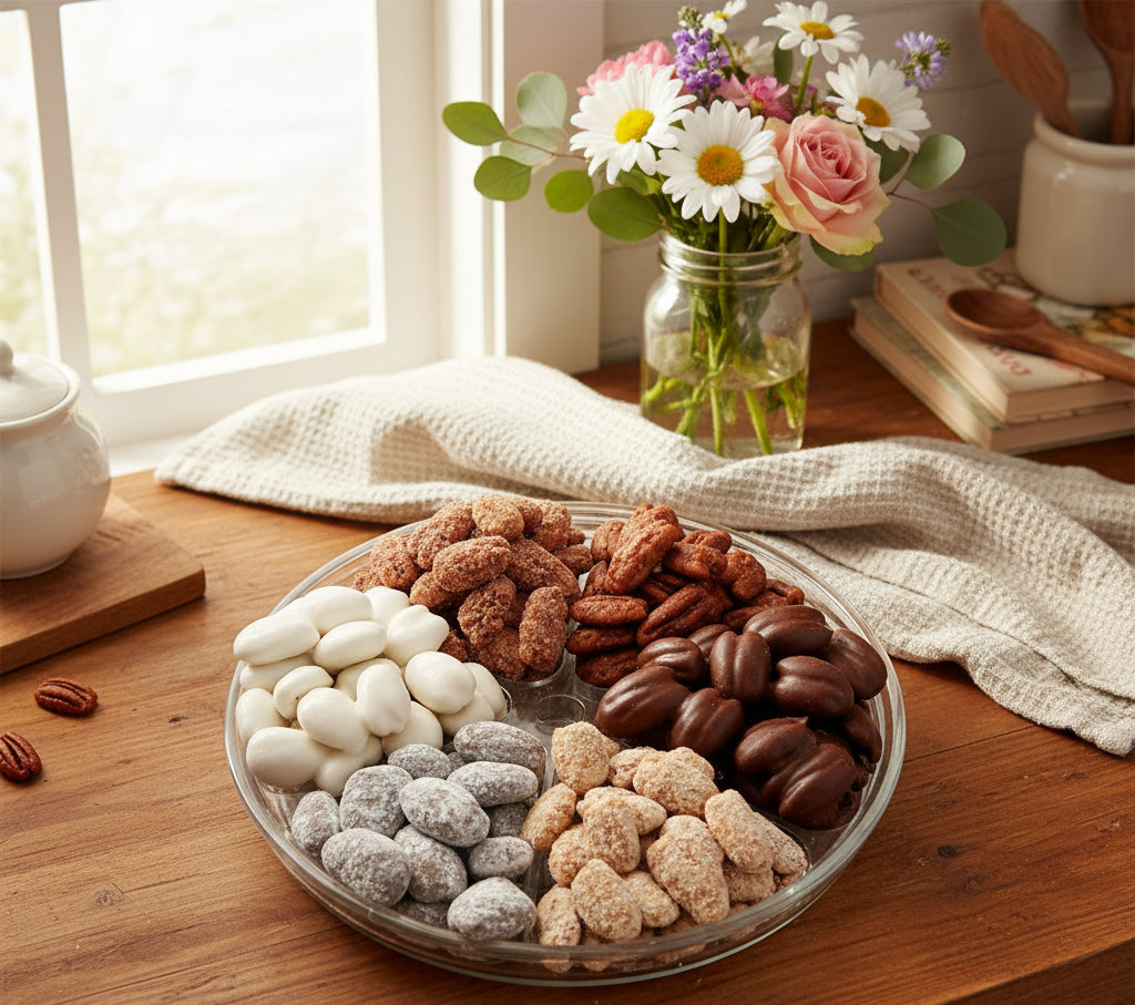 Pecan Sampler, Pecans.com's favorite flavors in one perfect sampler container!