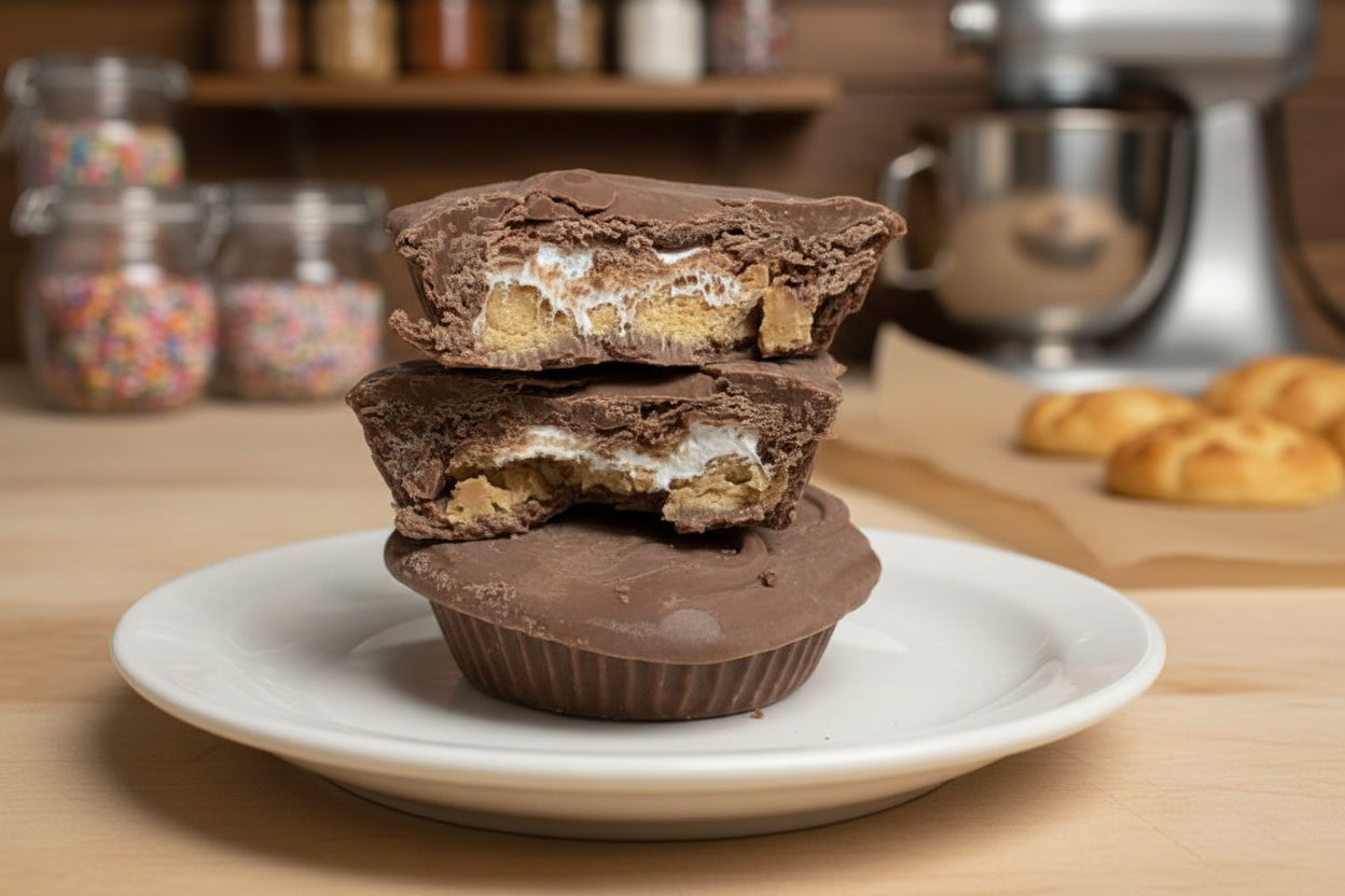 Fluff Nutter Cups, peanut butter, marshmallow creme and chocolate. YUM
