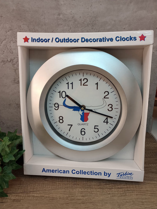 Clock Silver or Blue w/ Longhorn