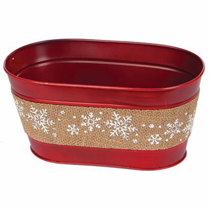 Snowflake Burlap Tin