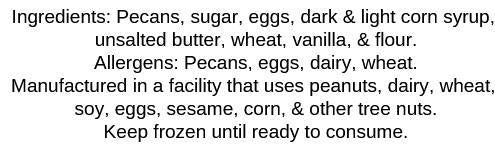 Cousin Rubie's "To Die For" Pecan Cobbler Small or Large