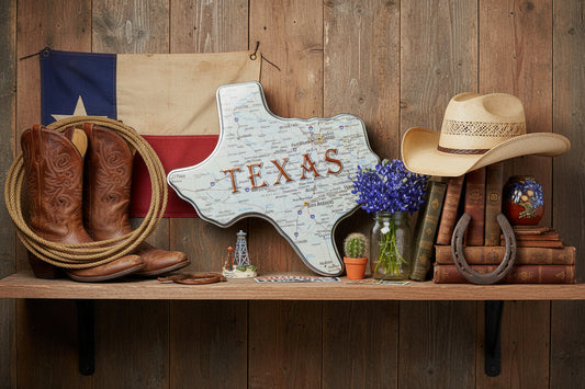 Texas shaped tins with a cookie cutter lid