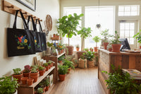 Texas Wildflower Black Canvas Tote. Elegant and Beautiful