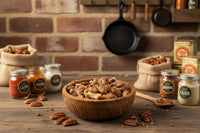 Cajun Roasted Pecans in a 25lb Box.   Each box toasted when you order. Pecans.com offers bulk for your wholesale needs.