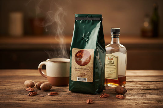 Butter Pecan Rum Coffee, Not just any coffee, but pecan coffee.