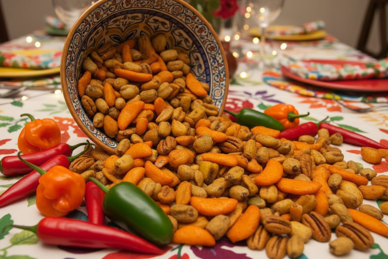 Cajun fire snack mix in a Mexican setting