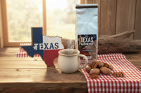 Texas Pecan Coffee, regular ground, decaf ground, regular whole bean, decaf whole bean