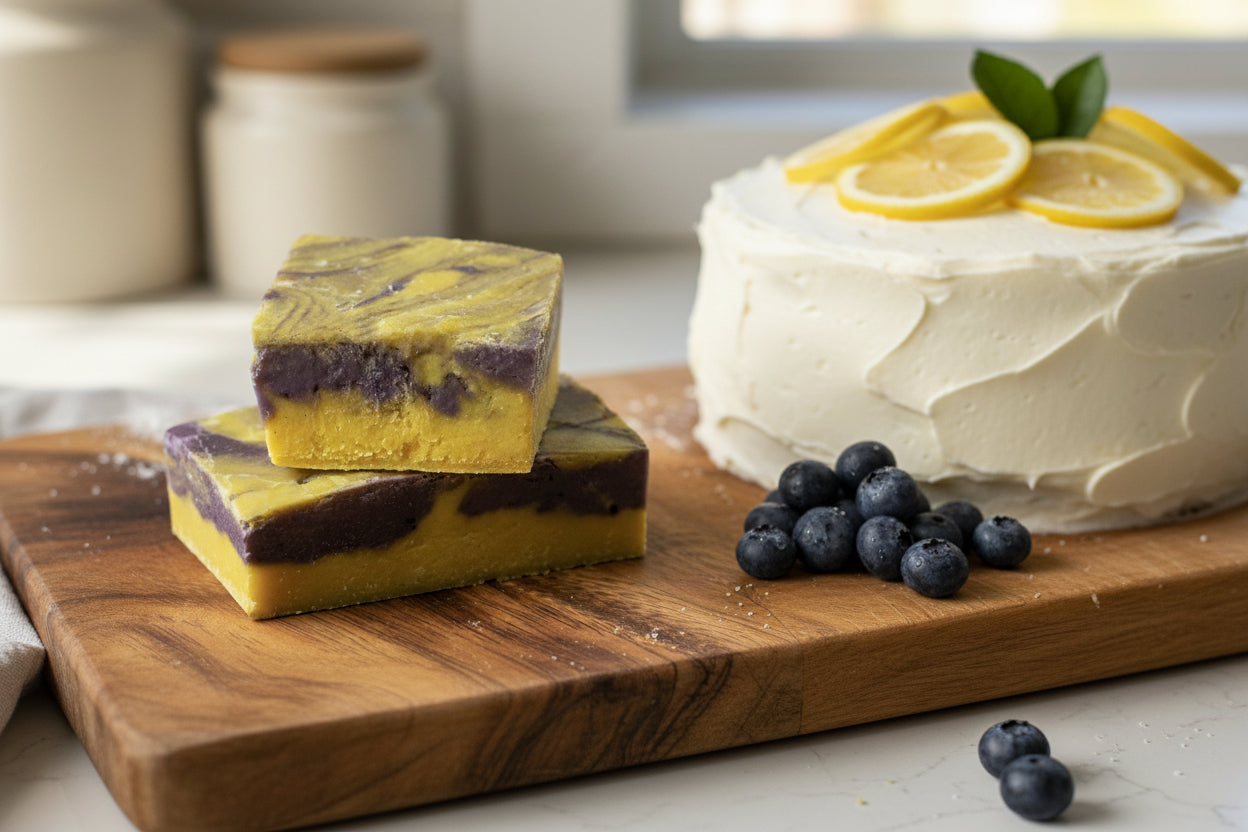 Fruity Fudge, lemon and blueberry