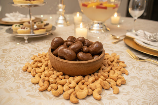 Milk and Decadent Dark chocolate cashews, Salty meets chocolatey sweetness.