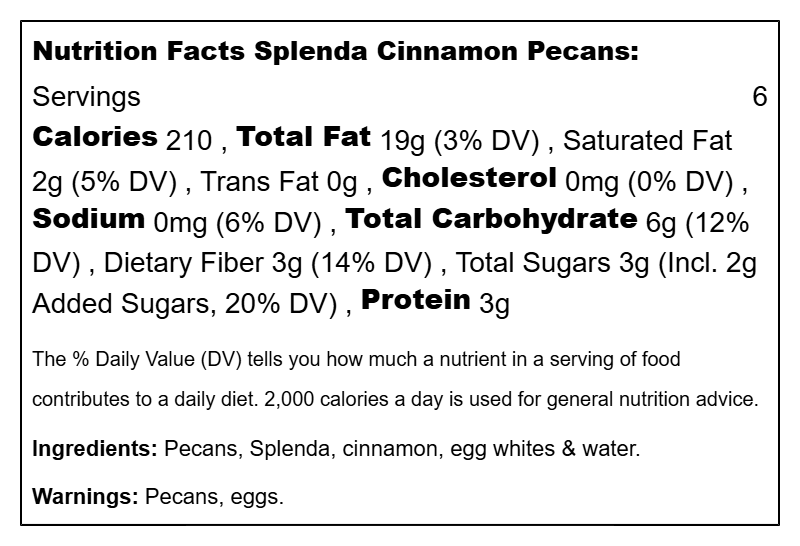 Texas Clear Splenda Sweetened Pecans