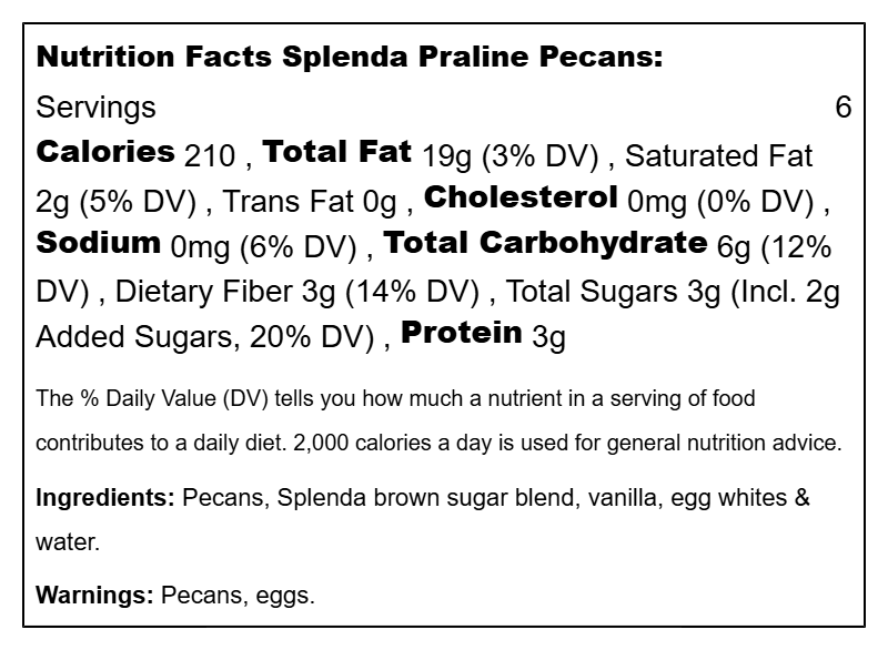 Texas Clear Splenda Sweetened Pecans