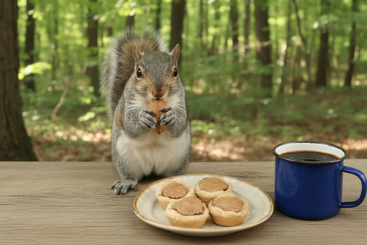 Miniature Pecan Pie Tassies. Bite sized Pecan pies. Get them before the squirrels eat all the pecans.