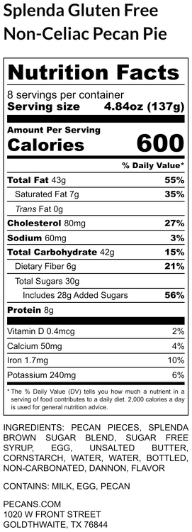Splenda Non-Celiac Gluten Free Pecan Pie