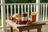 Strawberry fig preserves.  A great combination of strawberries and figs preserves for your warm biscuit.