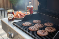 Bacon Bourbon BBQ Sauce, bring your backyard burgers uptown with this bacon and bourbon BBQ sauce.