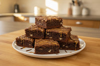 Caramel Pecan Brownies sheet cake, single serve or bite sized, chewy, chocolatey and divine.
