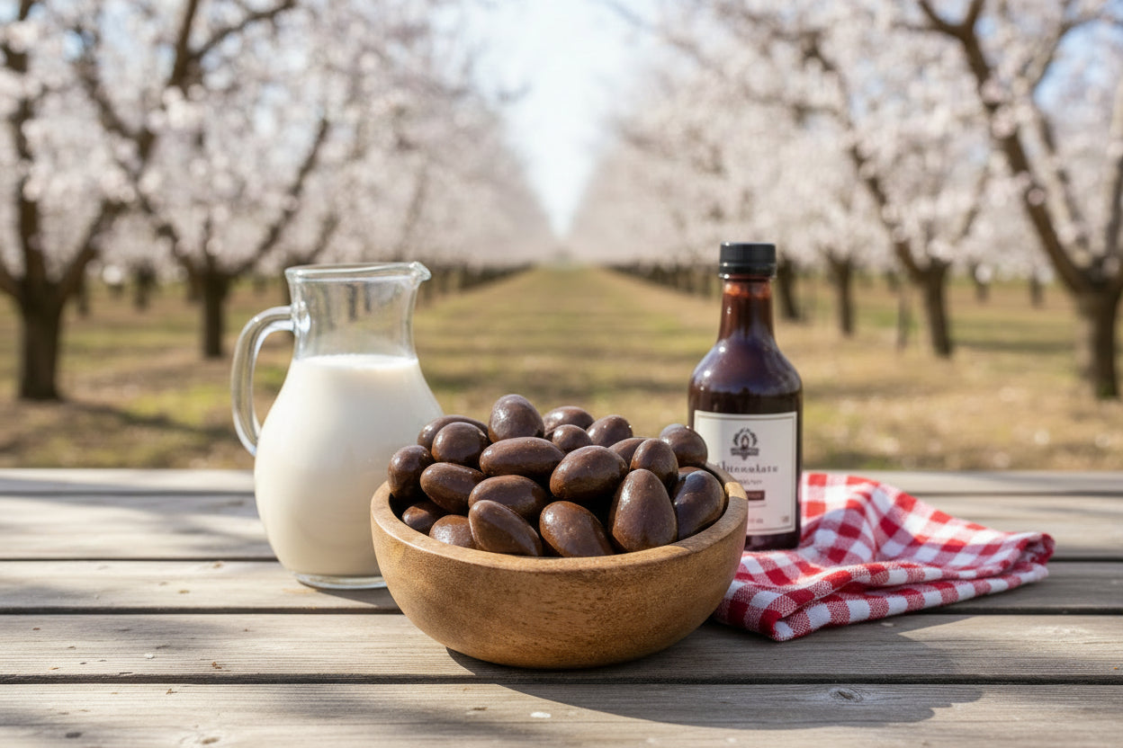 milk and dark chocolate almonds