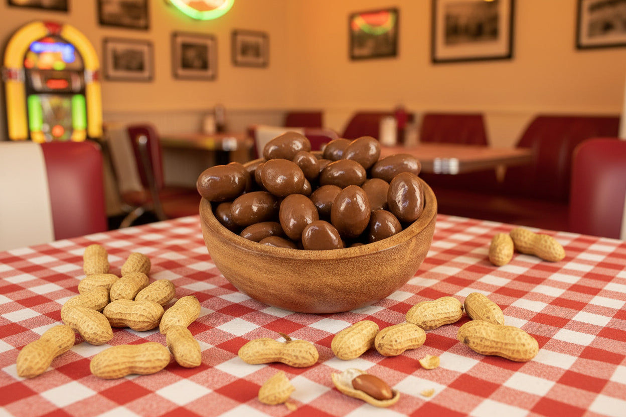 Milk and dark chocolate panned peanuts