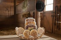 4-pecan pie tarts, jalapeno roasted pecan, milk chocolate pecans and hunters snack mix in a cowboy hat wicker basket