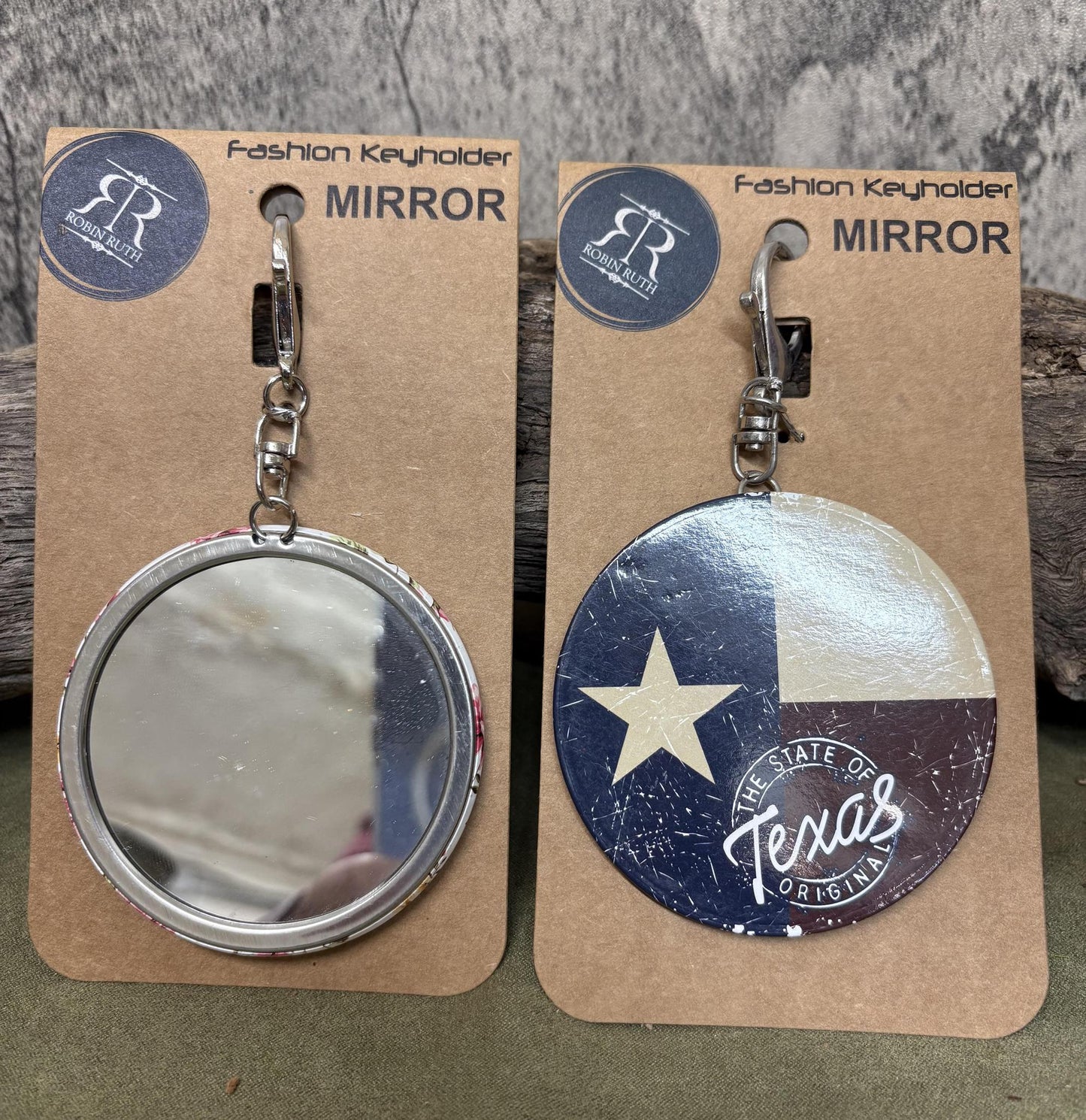 Keychain Mirror Texas Flag