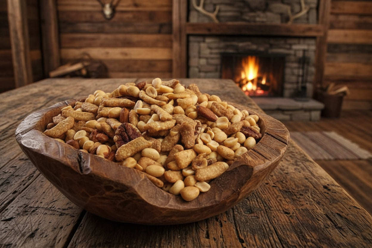 Assorted nuts including almonds, cashews, and peanuts in one delightful Hunters mix