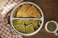 Pecan and Jalapeno Pecan Brittle in a divided Tin. Some for you and some for  your spicy friend to share!