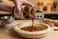 Pecan Pie Filling in a jar. Just add butter and eggs, mix and pour in a pie shell and bake. We took pecan pie baking to another level