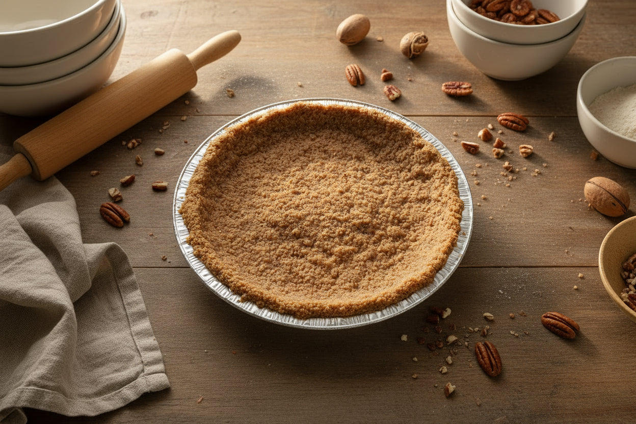 Ready baked Pecan Meal Pie Crust