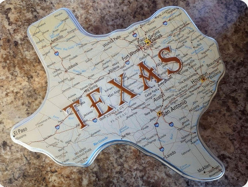 Texas Map Tin- Milk Chocolate & Praline Pecans